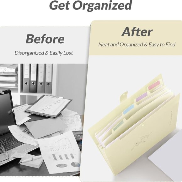 Expanding File Organizer with 5 Pockets, Accordion File Folders with Labels, Por - Picture 7 of 7